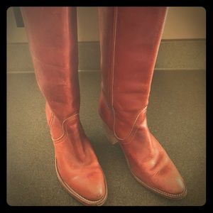 Vintage Frye Tall Western Pull-up Leather Boots